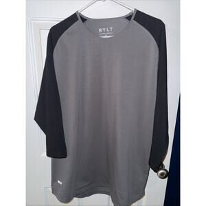 Bylt Shirt Men's 2XL 3/4 Baseball Drop Cut Lux Active Gray Black Lux Raglan